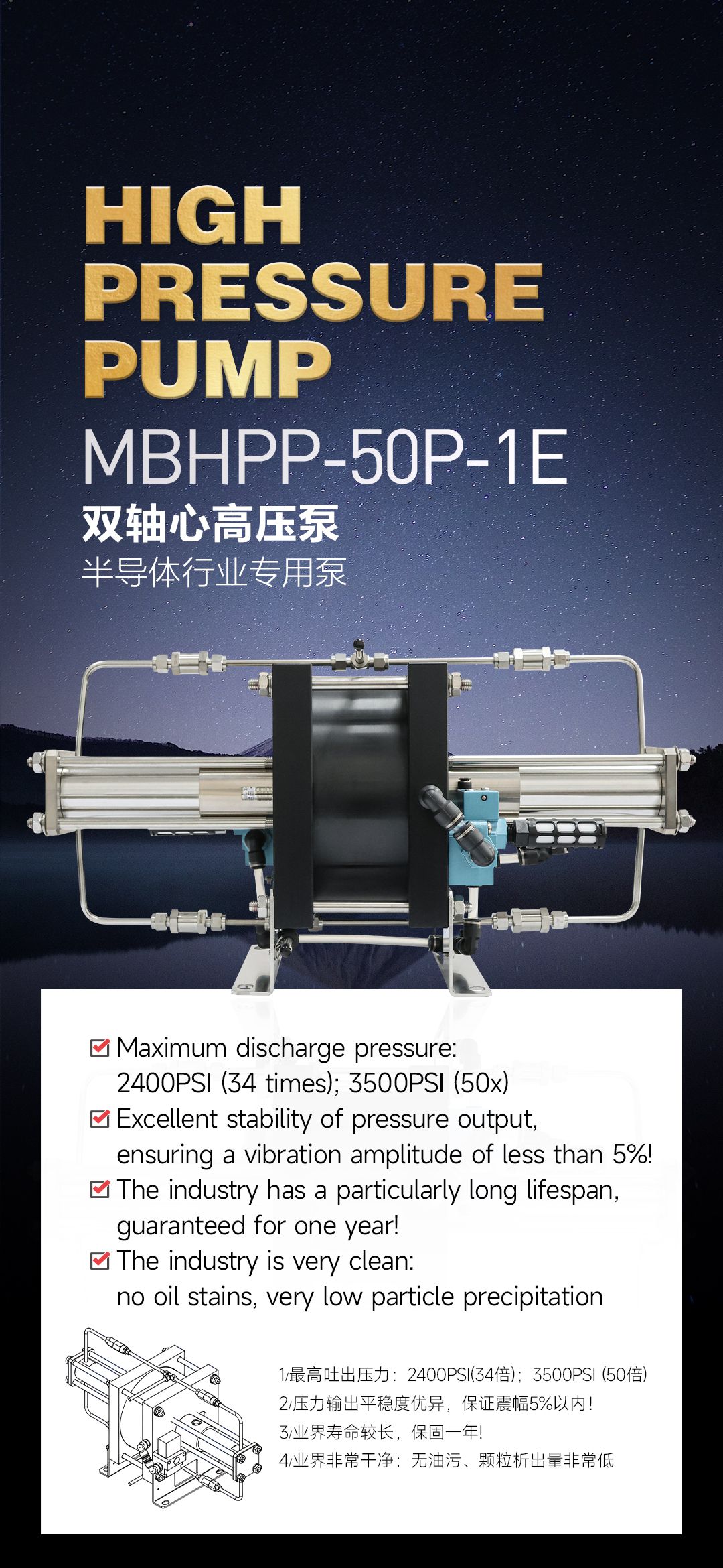 双轴心气动高压泵